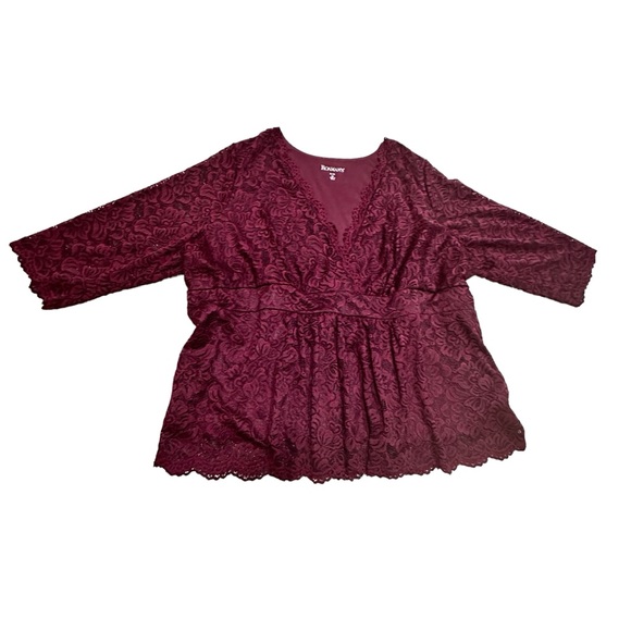 Roaman’s Lace Surplice 3/4Sleeve Stretchy Top XXL (26-28) - Picture 14 of 16